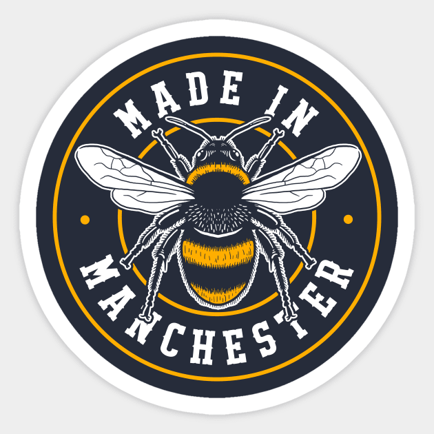 Made In Manchester Worker Bee Pocket Badge Sticker by dumbshirts